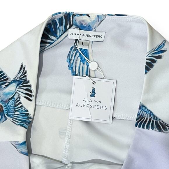 NWT Ala Von Auersperg Elaine Stretch Knit Flare Pants In Love Birds Size L $295 - Picture 4 of 7